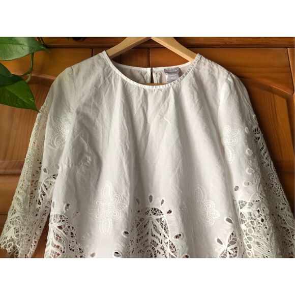 Chico’s Crochet Embroidered Blouse Size 1 US SZ 8/10 - Picture 4 of 8